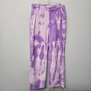 Free People Purple Tie-Dye Straight Leg Pants